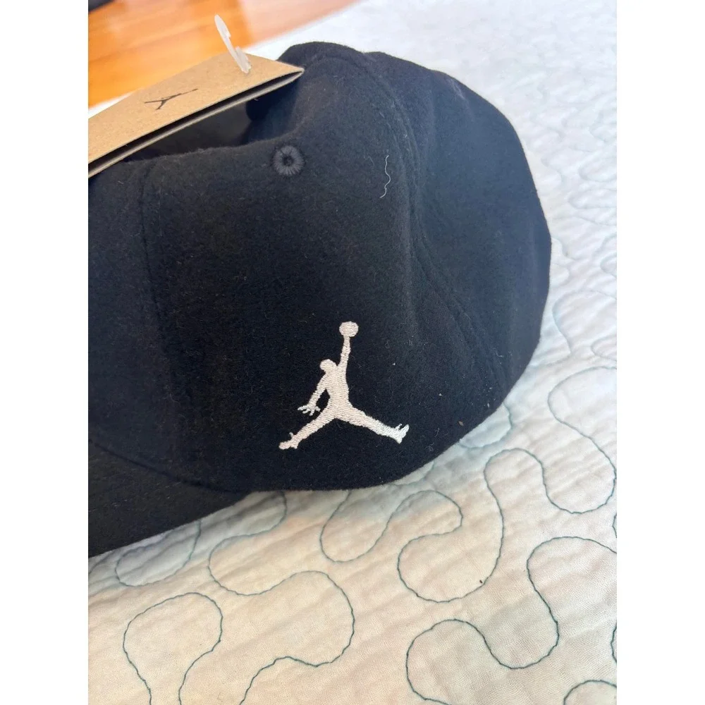 Jordan Flight Wool Blend Strapback Hat Black Embroidered Jumpman M/L